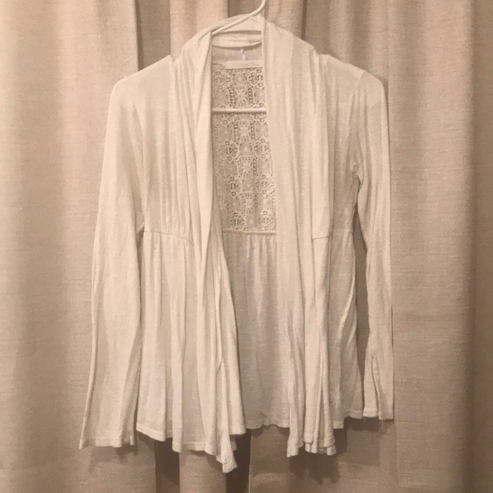 Charlotte Russe Off-white Flowy Lace Cardigan